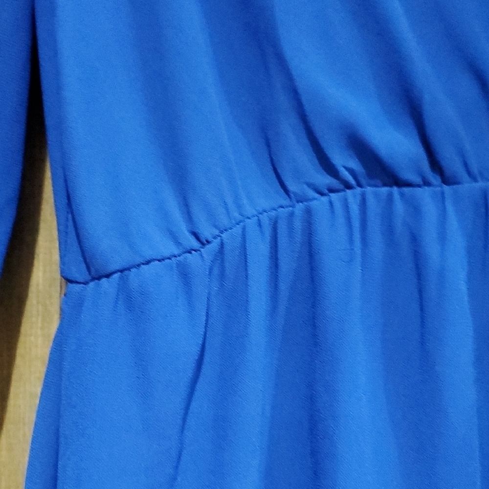 Blue Wrap Ruffled Mini Dress - Picture 4 of 11